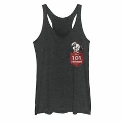 Licensed Character Juniors' Disney 101 Dalmatians Puppy Patch Pocket Graphic Tank Black Heather -Licensed Character Shop unnamed file 34142