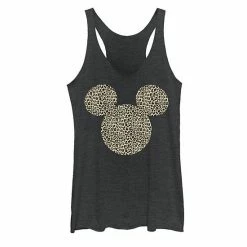 Licensed Character Juniors' Disney Mickey Mouse Cheetah Print Silhouette Fill Tank Black