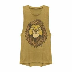 Licensed Character Juniors Lion King Geometric Grown Up Simba Muscle Tank Gold Heather -Licensed Character Shop unnamed file 34155