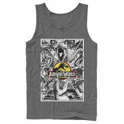 Licensed Character Men's Jurassic World Black And White Comic Dinos Graphic Tank Top Charcoal -Licensed Character Shop unnamed file 34228