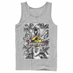Licensed Character Men's Jurassic World Black And White Comic Dinos Graphic Tank Top Charcoal -Licensed Character Shop unnamed file 34230