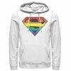 Licensed Character Men's Superman Rainbow Striped Chest Logo Hoodie White -Licensed Character Shop unnamed file 34302