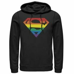 Licensed Character Men's Superman Rainbow Striped Chest Logo Hoodie White -Licensed Character Shop unnamed file 34303