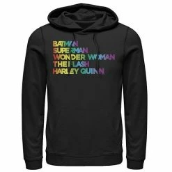 Licensed Character Men's Justice League Member Graidient Rainbow Word Stack Hoodie Black -Licensed Character Shop unnamed file 34307