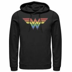 Licensed Character Men's Wonder Woman Rainbow Striped Logo Hoodie Black -Licensed Character Shop unnamed file 34350