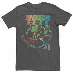Licensed Character Men's Star Wars Boba Fett Bright Boba Rainbow Tee Charcoal
