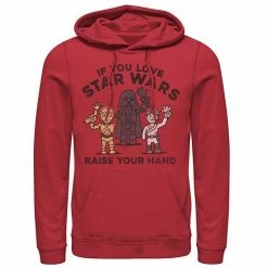 Licensed Character Men's Star Wars Raise Your Hands Doodle Sketch Hoodie Red