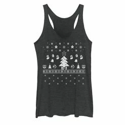 Licensed Character Juniors' Nintendo Super Mario Bro's White Christmas Tank Black Heather