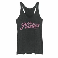Licensed Character Juniors' Mean Girls The Plastics Pink Script Tank Black Heather