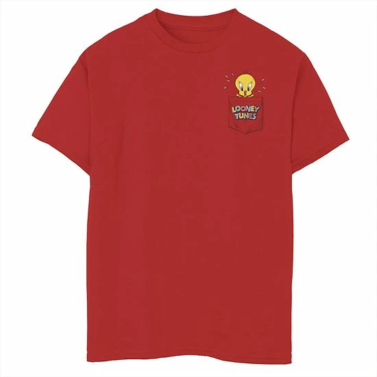 Licensed Character Boys 8-20 Looney Tunes Tweety Bird Faux Pocket Graphic Tee Red 3 Licensed Character Boys 8-20 Looney Tunes Tweety Bird Faux Pocket Graphic Tee Red
