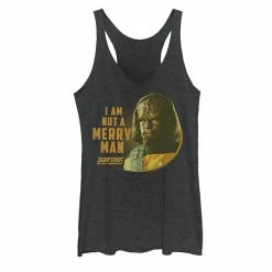 Licensed Character Juniors' Star Trek "I Am Not A Merry Man" Tank Black Heather