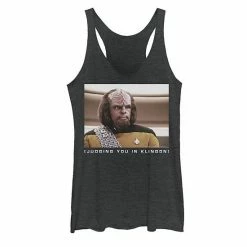 Licensed Character Juniors' Star Trek: The Next Generation Worf "Judging You In Klingon" Tank Black