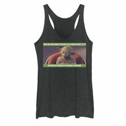 Licensed Character Juniors' Star Wars Yoda Was In Charge Of Planning Meme Tank Top Black Heather -Licensed Character Shop unnamed file 34767