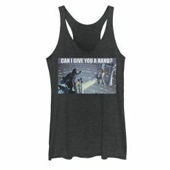 Licensed Character Juniors' Star Wars Darth Vader Luke Skywalker Can I Give You A Hand Tank Top Black Heather -Licensed Character Shop unnamed file 34790