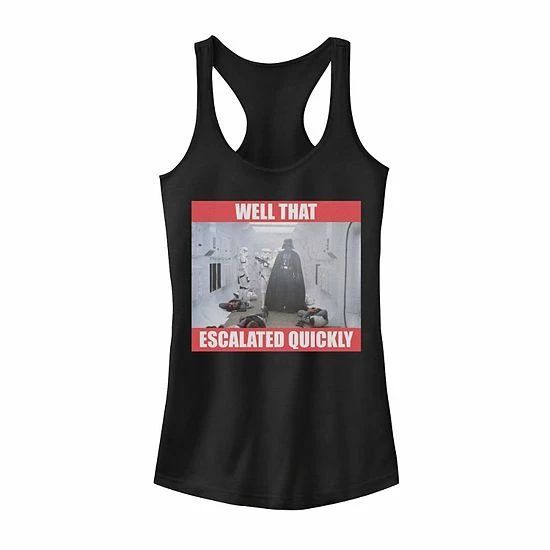 Licensed Character Juniors' Star Wars Darth Vader Well That Escalated Quickly Tank Top Black 4 Licensed Character Juniors' Star Wars Darth Vader Well That Escalated Quickly Tank Top Black - Image 2