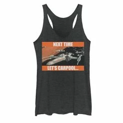 Licensed Character Juniors' Star Wars Next Time Let's Carpool Tank Top Black Heather