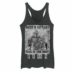 Licensed Character Juniors' Star Wars Protection Guaranteed Poster Graphic Tank Black Heather