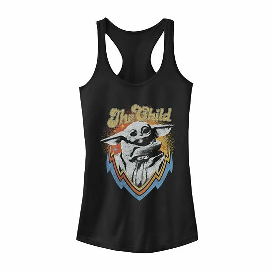 Licensed Character Juniors' Star Wars The Mandalorian The Child Retro Badge Tank Black 5 Licensed Character Juniors' Star Wars The Mandalorian The Child Retro Badge Tank Black - Image 3