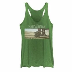 Licensed Character Juniors' Star Wars The Mandalorian The Child Logo Panel Tank Top Black Heather -Licensed Character Shop unnamed file 34824