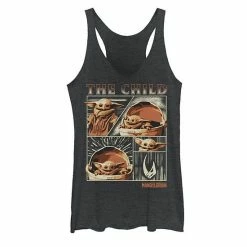 Licensed Character Juniors' Star Wars The Mandalorian The Child Collage Tank Top Black