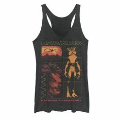 Licensed Character Juniors' Netflix Stranger Things Demogorgon Schematic Graphic Tank Black Heather