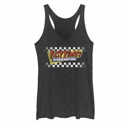 Licensed Character Juniors' Fast Times At Ridgemont High Faded Checker Logo Graphic Tank Black