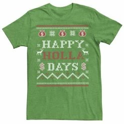 Licensed Character Men's Ugly Sweater Happy Holla Days Money Bags Graphic Tee Kelly -Licensed Character Shop unnamed file 34927