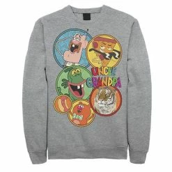 Licensed Character Men's Cartoon Network Uncle Grandpa Character Circle Portraits Fleece Charcoal Heather -Licensed Character Shop unnamed file 34935