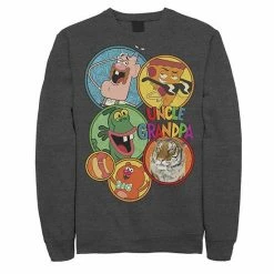 Licensed Character Men's Cartoon Network Uncle Grandpa Character Circle Portraits Fleece Charcoal Heather -Licensed Character Shop unnamed file 34936