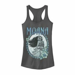 Licensed Character Juniors' Disney Moana Wreath Poster Tank Charcoal