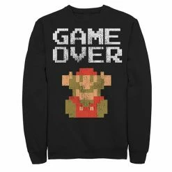 Licensed Character Men's Nintendo Super Mario Classic Game Over Mario Fall Sweatshirt Black