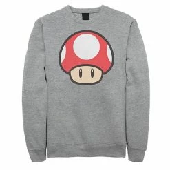 Licensed Character Men's Nintendo Mushroom Power Up Sweatshirt Charcoal Heather -Licensed Character Shop unnamed file 34979