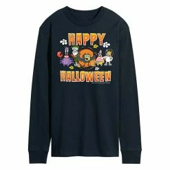 Licensed Character Men's SpongeBob SquarePants Happy Halloween Long Sleeve Tee Navy