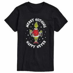 Licensed Character Men's Dr. Seuss Grinch Merry Nothing Happy Never Tee Charcoal