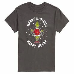 Licensed Character Men's Dr. Seuss Grinch Merry Nothing Happy Never Tee Charcoal -Licensed Character Shop unnamed file 35065