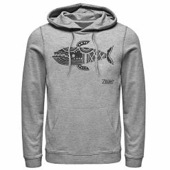 Licensed Character Men's Nintendo Legend Of Zelda Links Awakening Whale Glyph Portrait Logo Graphic Hoodie Athletic Heather