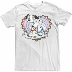 Licensed Character Men's Disney 101 Dalmatians Pongo And Perdita Gradient Heart Tee White -Licensed Character Shop unnamed file 35237