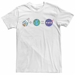 Licensed Character Men's NASA Rocket Plus Planet Earth Equals NASA Emoji Tee Royal