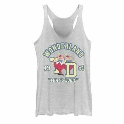 Licensed Character Juniors' Disney Alice In Wonderland Tweedledee Tweedledum Tank Gray Heather