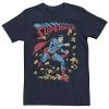 Licensed Character Young Men's DC Comics Superman Smash Rocks Vintage Poster Tee Navy
