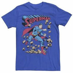 Licensed Character Young Men's DC Comics Superman Smash Rocks Vintage Poster Tee Navy -Licensed Character Shop unnamed file 35316