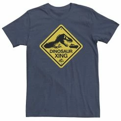Licensed Character Big & Tall Jurassic Park Dinosaur Crossing Yellow Sign Tee Athletic Heather -Licensed Character Shop unnamed file 35343