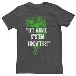Licensed Character Big & Tall Jurassic Park Neon Dinosaur "A Unix System" Tee Navy Heather -Licensed Character Shop unnamed file 35370