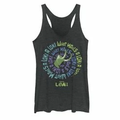 Licensed Character Juniors' Marvel Loki Spiral Quote Tank Black Heather