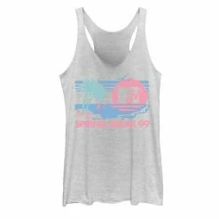 Licensed Character Juniors' MTV Pastel Colors Beach Spring Break Logo Tank Top White Heather