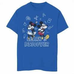 Licensed Character Disney's Mickey Mouse & Minnie Mouse Boys 8-20 Learn & Discover Graphic Tee Navy