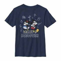 Licensed Character Disney's Mickey Mouse & Minnie Mouse Boys 8-20 Learn & Discover Graphic Tee Navy -Licensed Character Shop unnamed file 35445