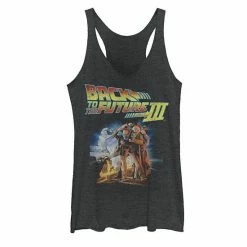 Licensed Character Juniors' Back To The Future Group Pose With Car Graphic Tank Black Heather