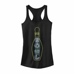 Licensed Character Juniors' Big Lebowski Retro Neon Crown Bowling Pin Graphic Tank Black Heather -Licensed Character Shop unnamed file 35473