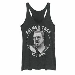 Licensed Character Juniors' Big Lebowski Calmer Than You Are Graphic Tank Black Heather
